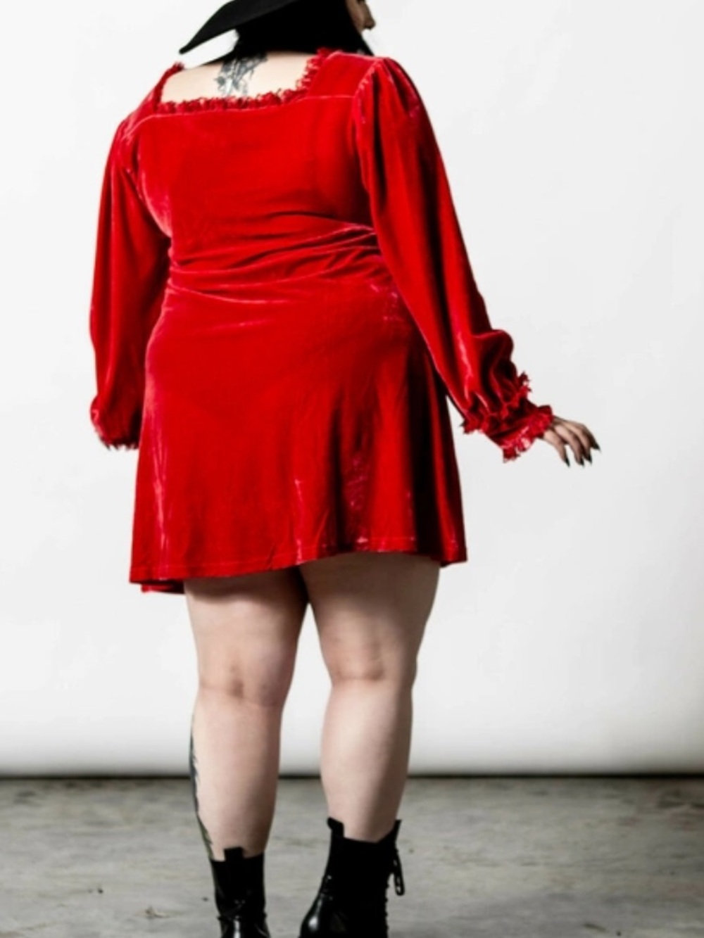 Killstar Witchful Thinking Red Velvet Dress Size M Lace Gothic Scarlet - Picture 2 of 11